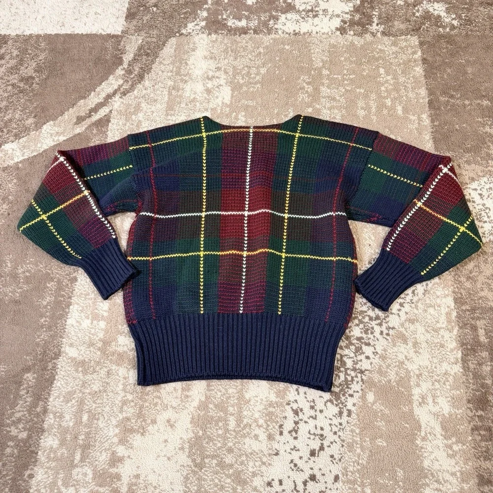 Vintage Polo Ralph Lauren‎ Heritage Wool Sweater Mens M Tartan Plaid Knit Dad
